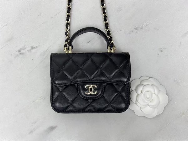 CHANEL 22S Mini Chain Flap Bag – Black with Light Gold (12cm)