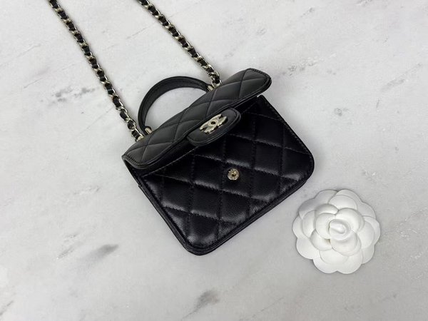 CHANEL 22S Mini Chain Flap Bag – Black with Light Gold (12cm)