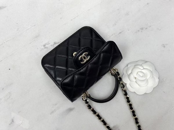 CHANEL 22S Mini Chain Flap Bag – Black with Light Gold (12cm)
