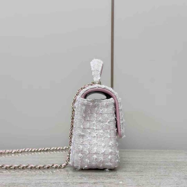 Chanel 24P Tweed Top Handle Bag Pink Tweed GHW 20cm