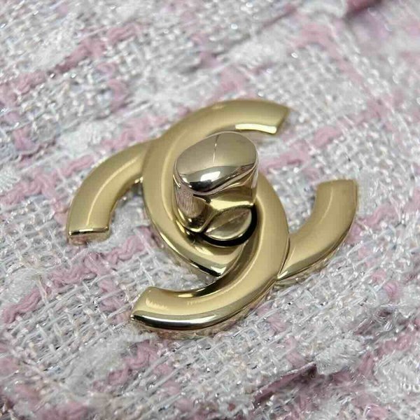 Chanel 24P Tweed Top Handle Bag Pink Tweed GHW 20cm