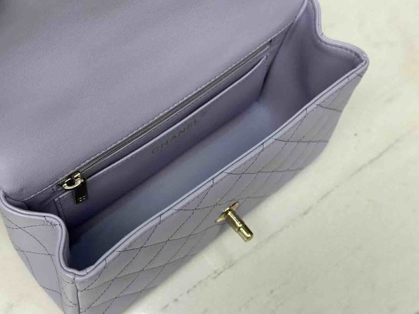Chanel Classic Flap Top Handle Mini Taro Purple 20cm
