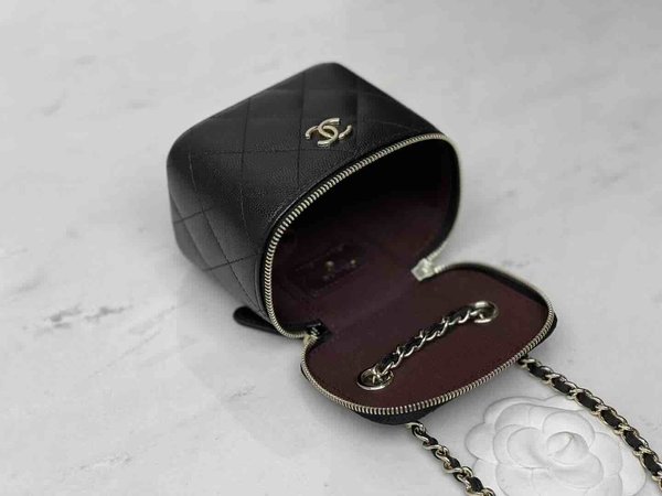 Chanel 22C Caviar Long Flap Box – Black with Light Gold Hardware 12cm