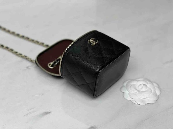 Chanel 22C Caviar Long Flap Box – Black with Light Gold Hardware 12cm