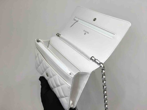 Chanel Classic Button Wallet on Chain (WOC) in Lambskin x Silver Hardware – 12.3 × 19.2 × 3.5 cm
