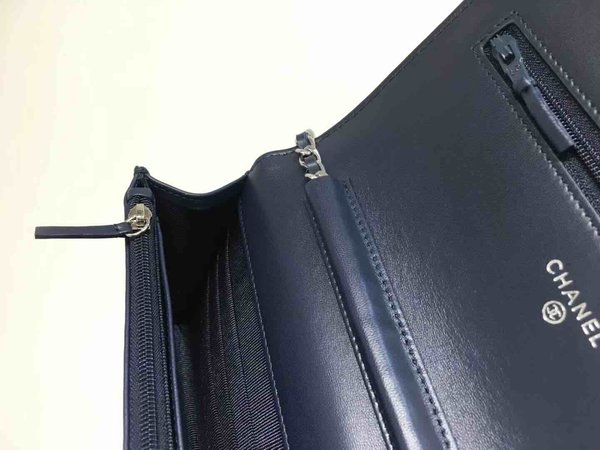 Chanel Classic Button Wallet on Chain (WOC) in Lambskin x Silver Hardware – 12.3 × 19.2 × 3.5 cm