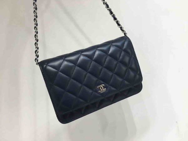 Chanel Classic Button Wallet on Chain (WOC) in Lambskin x Silver Hardware – 12.3 × 19.2 × 3.5 cm