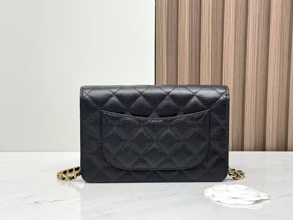 CHANEL WOC Wallet on Chain – Black Caviar with Gold Hardware