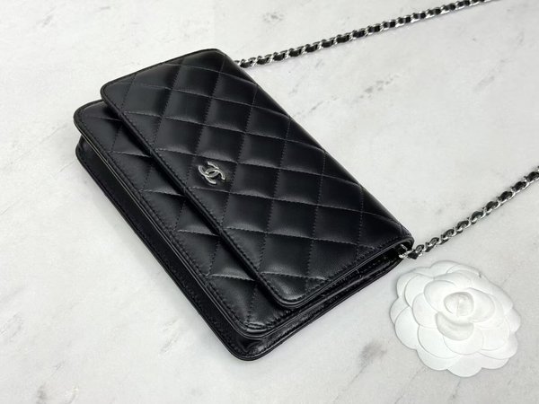 CHANEL WOC Wallet on Chain – Black with Silver Hardware
