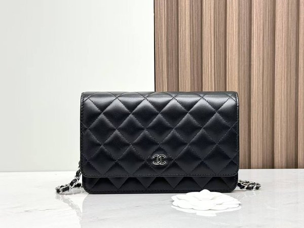CHANEL WOC Wallet on Chain – Black with Silver Hardware