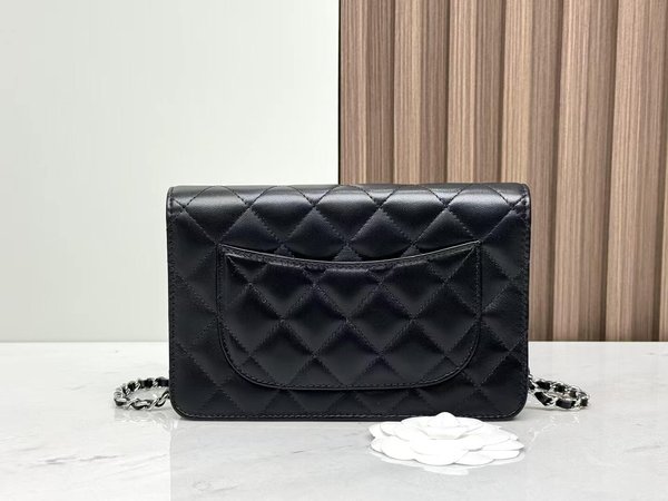CHANEL WOC Wallet on Chain – Black with Silver Hardware