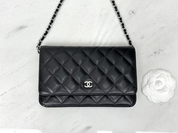 CHANEL WOC Wallet on Chain – Black with Silver Hardware