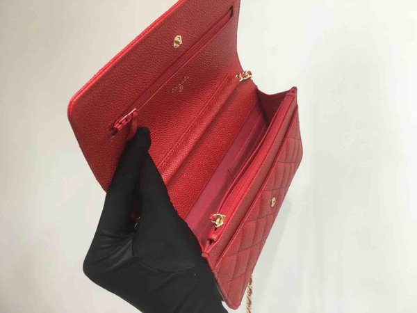 Chanel Classic Button Wallet on Chain (WOC) in Caviar Leather x Gold Hardware – 12.3 × 19.2 × 3.5 cm