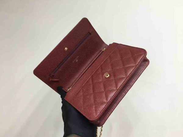 Chanel Classic Button Wallet on Chain (WOC) in Caviar Leather x Gold Hardware – 12.3 × 19.2 × 3.5 cm