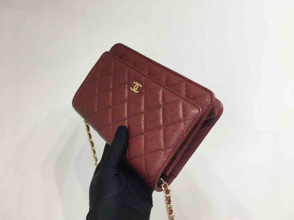 Chanel Classic Button Wallet on Chain (WOC) in Caviar Leather x Gold Hardware – 12.3 × 19.2 × 3.5 cm