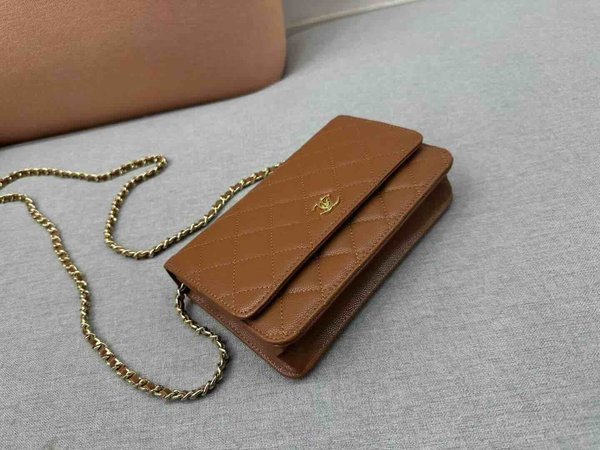 Chanel Button Wallet on Chain Caviar GHW 19cm