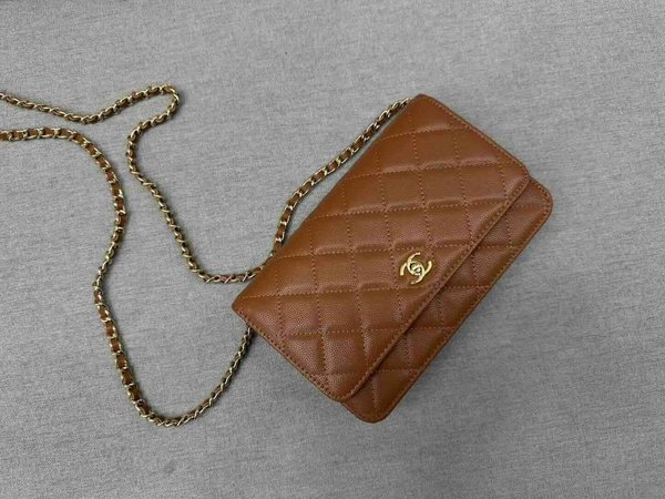 Chanel Button Wallet on Chain Caviar GHW 19cm