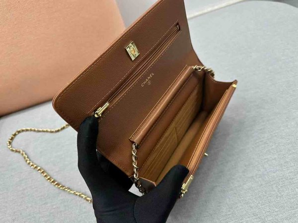 Chanel Button Wallet on Chain Caviar GHW 19cm