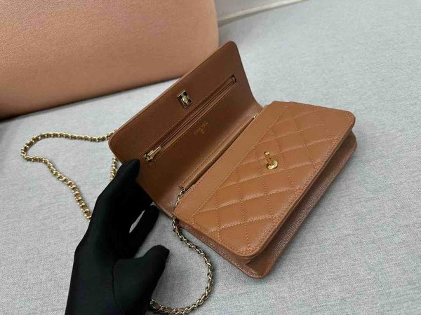 Chanel Button Wallet on Chain Caviar GHW 19cm