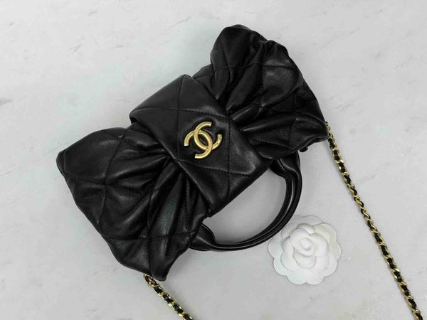 Chanel 25K Bow Bag Small Black Lambskin 26cm