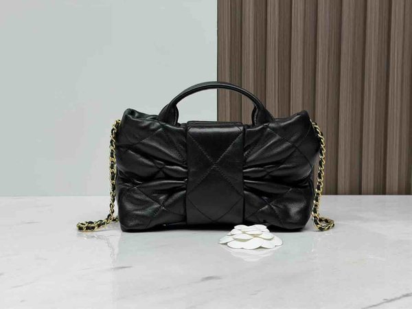 Chanel 25K Bow Bag Small Black Lambskin 26cm