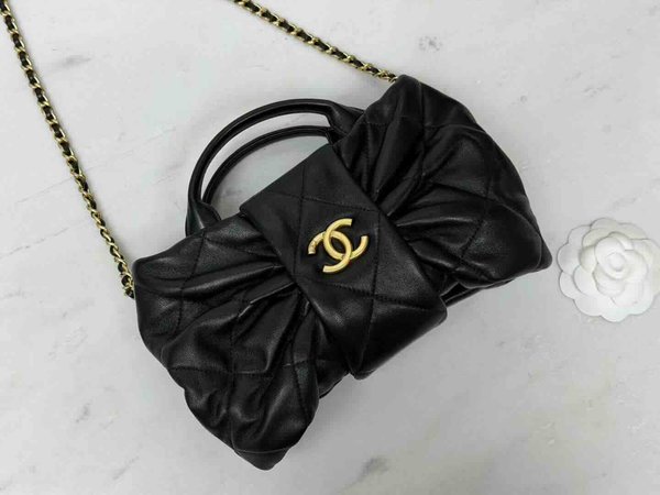 Chanel 25K Bow Bag Small Black Lambskin 26cm