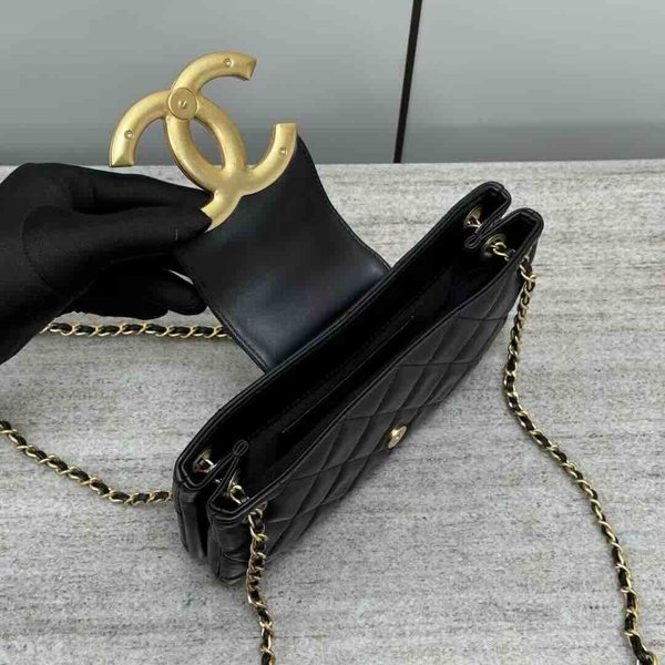 Chanel 24C Baguette Bag Black Calfskin GHW 24cm