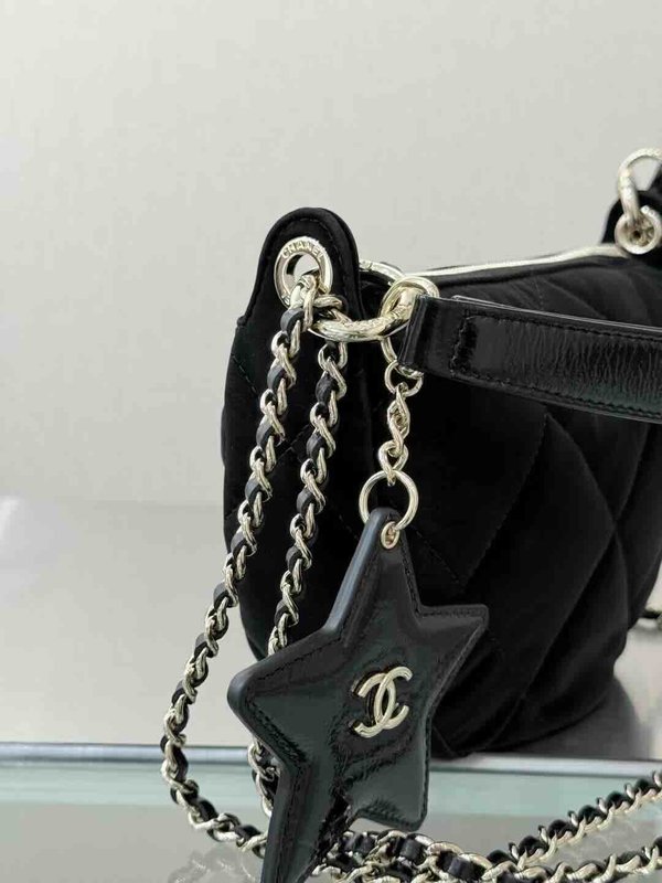 Chanel 25N Coco Neige Crescent Star Bag Velvet Nylon GHW 22cm
