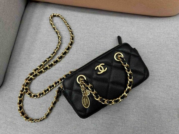 Chanel Double Zip Coin Bag Calfskin GHW 18cm