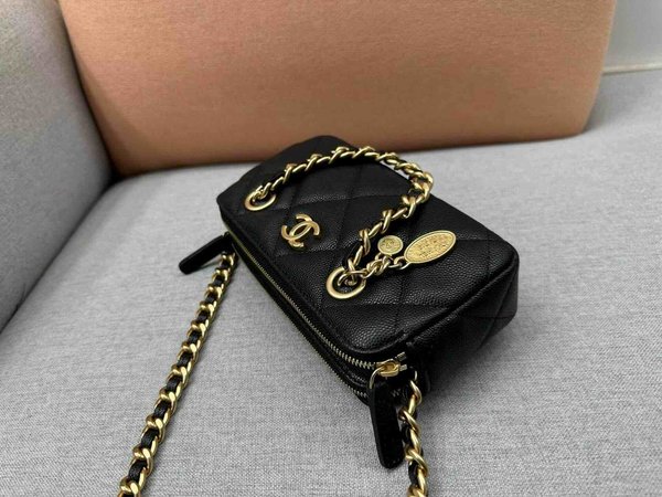 Chanel Double Zip Coin Bag Calfskin GHW 18cm