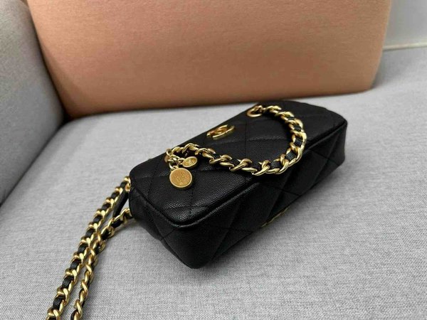 Chanel Double Zip Coin Bag Calfskin GHW 18cm
