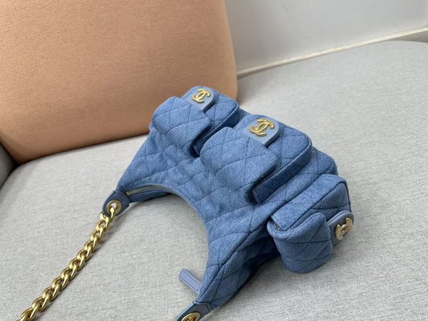 CHANEL New Hobo Bag – Original Denim with Chain Strap and Gold Hardware