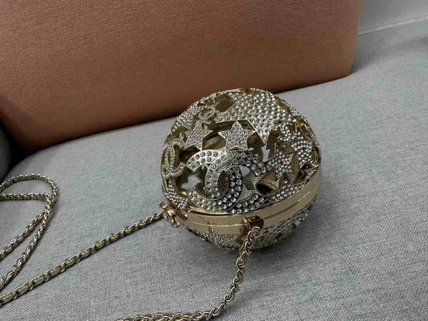 Chanel Crystal Diamond Ball Evening Bag GHW 12cm