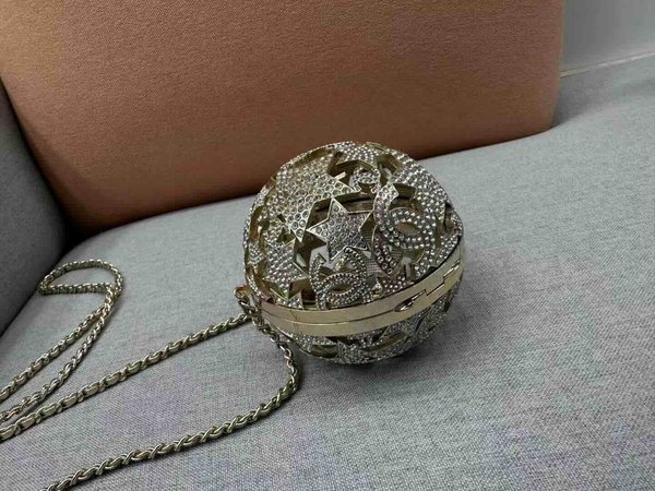 Chanel Crystal Diamond Ball Evening Bag GHW 12cm