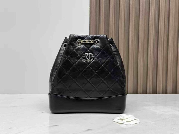 Chanel Gabrielle Backpack Black Calfskin 23cm