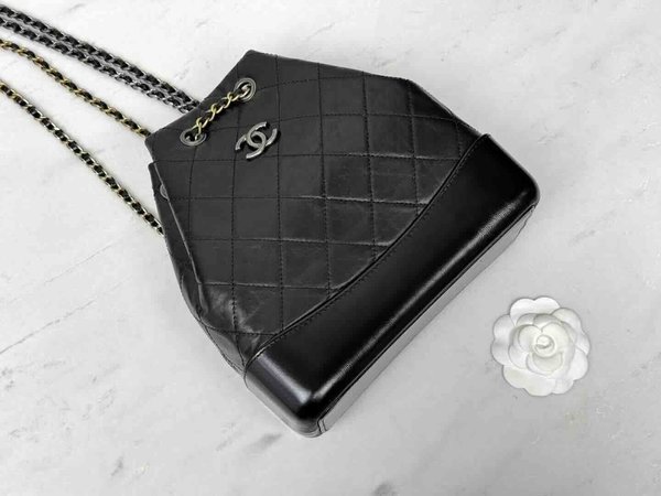 Chanel Gabrielle Backpack Black Calfskin 23cm