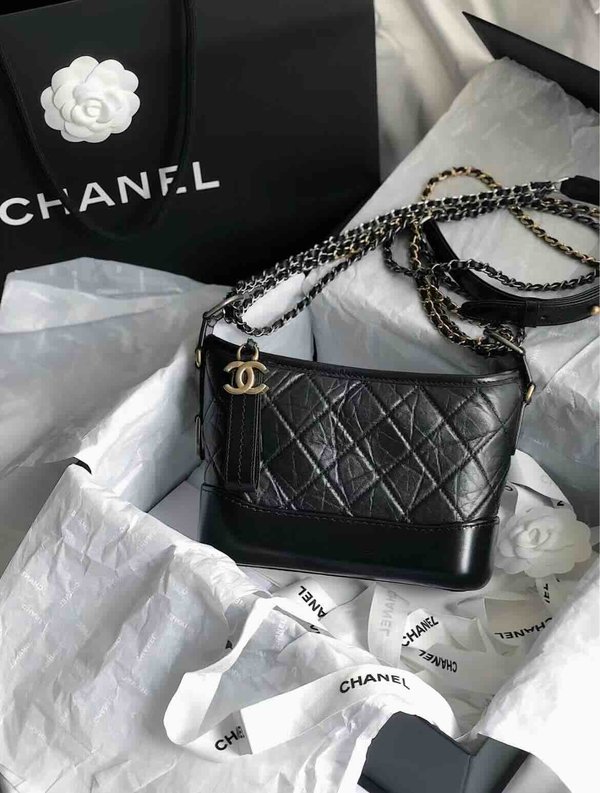 Chanel Gabrielle Hobo Bag Black Small Calfskin 20cm