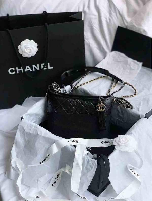 Chanel Gabrielle Hobo Bag Black Small Calfskin 20cm
