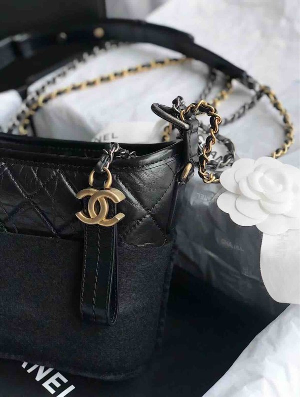 Chanel Gabrielle Hobo Bag Black Small Calfskin 20cm