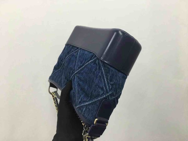 Chanel Gabrielle Denim Hobo Bag Calfskin Trim Two Tone Hardware 25cm