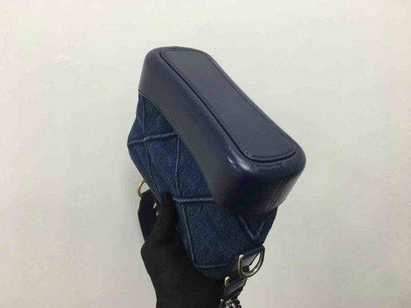 Chanel Gabrielle Denim Hobo Bag Calfskin Trim Two Tone Hardware 20cm