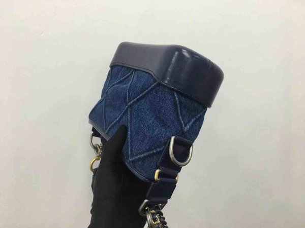 Chanel Gabrielle Denim Hobo Bag Calfskin Trim Two Tone Hardware 20cm