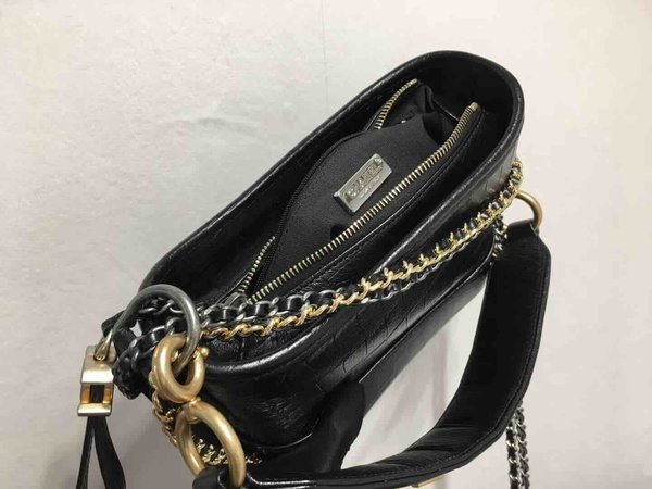 Chanel Gabrielle Croc Embossed Hobo Bag Calfskin 20cm