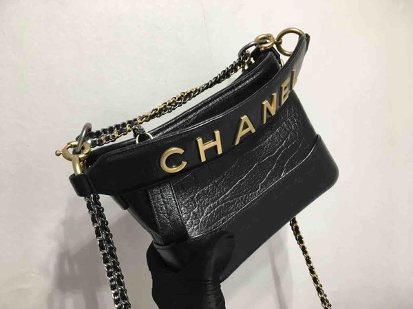 Chanel Gabrielle Croc Embossed Hobo Bag Calfskin 20cm