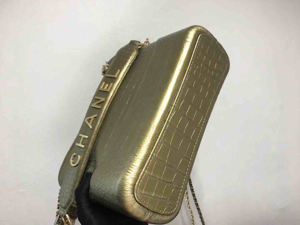 Chanel Gabrielle Croc Embossed Hobo Bag Calfskin 28cm