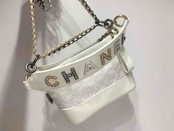 Chanel Gabrielle Embroidered Hobo Bag Calfskin 20cm