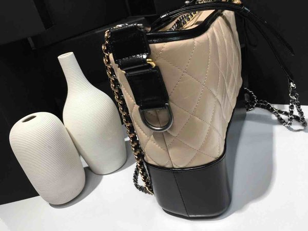 Chanel Gabrielle Hobo Bag Black Beige 28cm