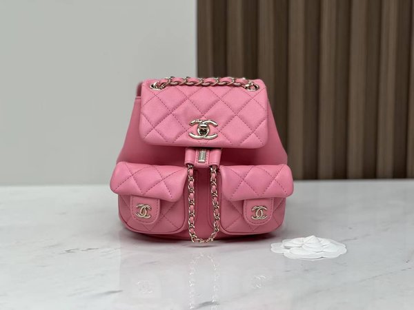 CHANEL 23A Mini Duma Backpack – Glossy Black Calfskin (18cm)