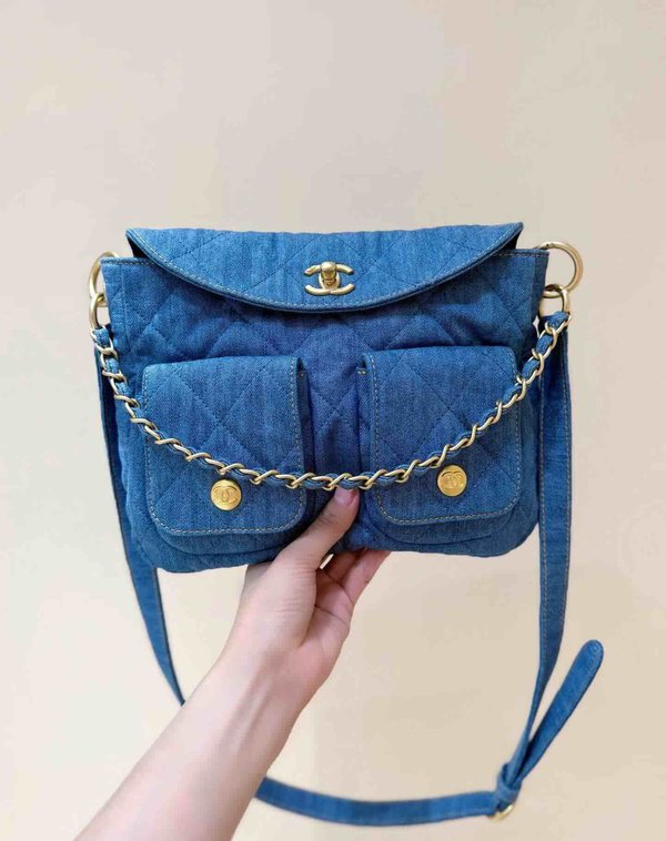 Chanel 25P Denim Messenger Bag 24cm