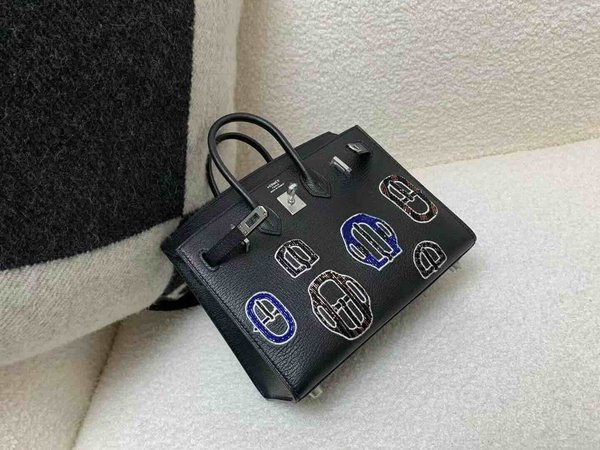 HERMÈS Limited Edition Birkin 20 Sellier Bouclerie Moderne Casaque Noir (89) Chevre Palladium hardware